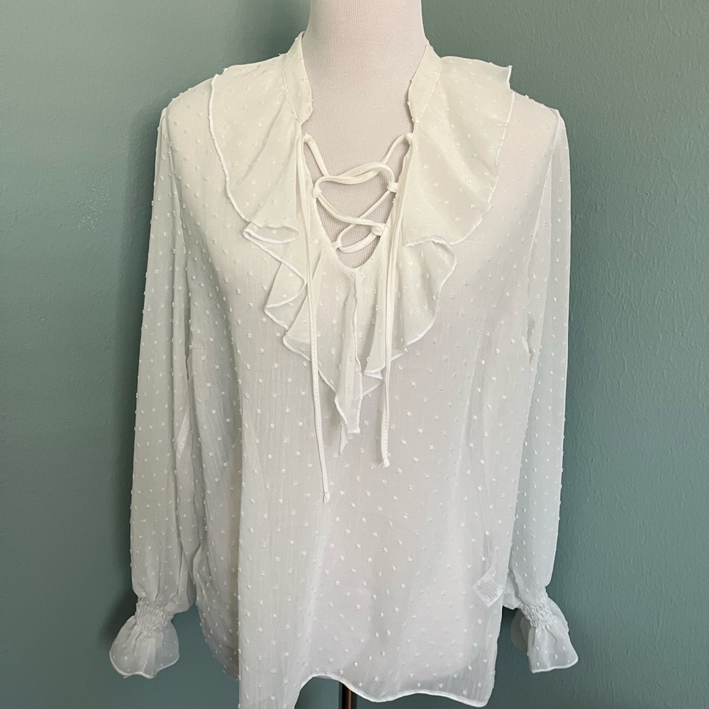 New Look White Ruffled Blouse